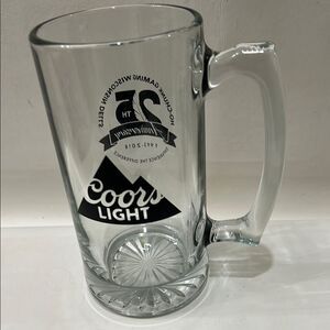 Coors Light Draft Beer Mug 7 In Tall 3 1/4 In Round 24 Oz Black 25 Anniversary